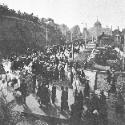 A large group of pilgrims leading their way to the basilica for the inauguration - July 17, 1937
